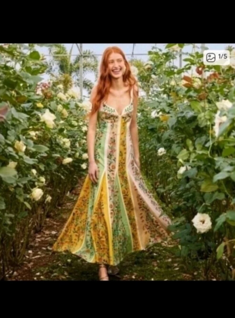 Farm Rio Delicate Floral Stripes Maxidress